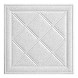 PVC Ceiling Tiles, Peel and Stick Ceiling Tiles, Pack of 20, Covering 26 Sq.Ft, 3D Foam Self-Adhesive Sticker, 13.8 in×13.8 in for Ceiling and Wall (Pattern C)