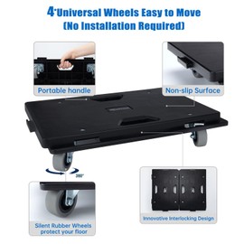 Insdawn Furniture Dolly 4Pack Upgraded Furniture Dolly 4 Wheels Small Black Flat Dolly Connectable 500 LBS Capacity for Heavy Furniture Appliance Dolly Heavy Duty