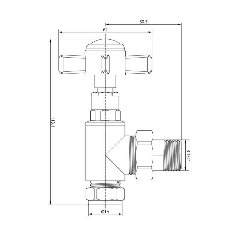 VANCOCO Angled Traditional Radiator Valve (Pair) - Traditional Chrome Radiator
