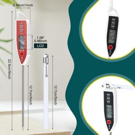 Copkim 10 Set Waterproof Food Thermometer for Water, Liquid, Candle and Cooking Digital Meat Thermometer with Long Probe Instant Read for Kitchen BBQ Grill Candy (White)