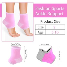Prasacco 2 Pairs Kids Ankle Brace Set, Knitted Ankle Sleeve Sock Support Pink Ankle Support Elastic Kids Compression Socks Ankle Sleeve Breathable Compression Sleeves for Jogging Running Fitness