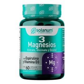 Solanum 3 Magnesios Con Espirulina Y Vitamina D3 60 Caps Sabor Sin Sabor