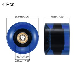 PATIKIL 60mm Longboard Wheels with Bearings ABEC-11, 4 Pack Street Wheels for Skateboards Cruiser Wheel Replacement 80A, Clear Blue Golden