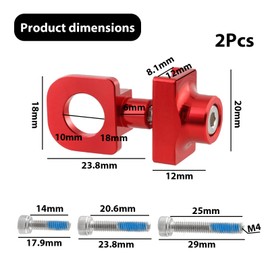 GisWell Set of 2 Bicycle Chain Tensioners Aluminium Bicycle Chain Tensioner Single Speed for Folding Bikes and Singlespeed Bicycles, Lightweight, Anodized