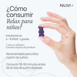 Nuvi+ Gomitas Relajantes para Niños - Con Magnesio, L-Teanina, Manzanilla y Toronjil - Descanso y Calma Infantil - Sabor Fresa y Uva, Sin Melatonina - 90 Gomitas