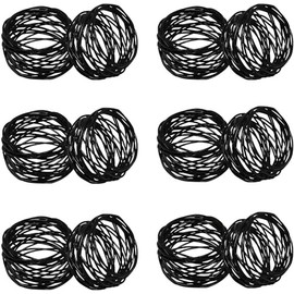 Kimona Handmade Decorations Black Napkin Rings Set of 12 Metal Mesh for Weddings Dinner Parties or Every Day Use (Black, 12)