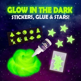 Original Stationery Galaxy Slime Kit & Maker Set with Glow in The Dark Stickers - Dark Powder for Glitter & Cosmic Slime, Fun Kit for Girls 8-12