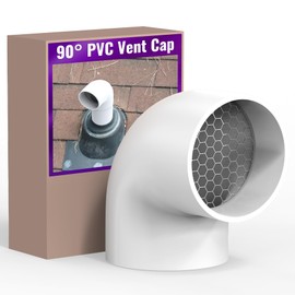 Mxclimate PVC Termination Cap with Stainless Steel Mesh Screen for 2" Schedule 40 PVC Exhaust Pipe,Round Furnace Roof Vent Cap,90-Degree