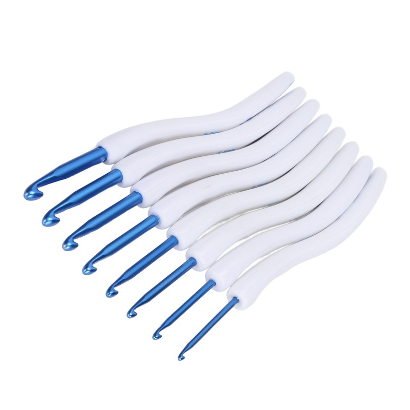 8pcs Crochet Hooks Curved Soft Handle Comfortable Portable Knitting Tool