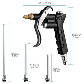 AUTOUTLET 2 x Compressed Air Blow Gun for 1/4 Inch BSP Quick Coupling, High Pressure Blow Guns with 6 Nozzles & Adjustable Air Inlet, Compressed Air Blow Gun Pneumatic Air Compressor