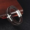 REchoLI Cross Bracelet for Man Brown Braided Leather Bracelet with