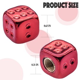 MEAJOO 4PCS Dice Tire Valve Stem Caps, Wheels Tire Air Caps with O Rubber Ring Accessories, Corrosion Resistant Leak-Proof, Universal for Cars, SUVs, Bikes, Trucks and Motorcycles (Red)