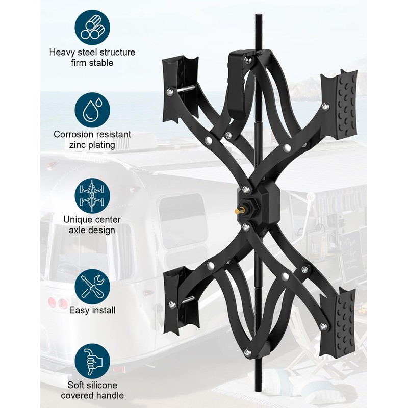 Rvdeaa Black X-Shape Wheel Chocks Stabilizer XL [Extended Allow Drill