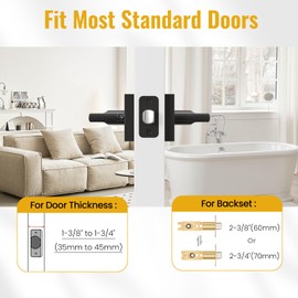 HOSOM Black Door Handle Interior, Privacy Door Levers for Bedroom and Bathroom, Door Knobs Keyless Square Interior Door Handle for Left or Right Handing, Matte Black