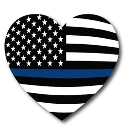 Magnet Me Up Thin Blue Line - Calcomanía magnética de corazón con bandera americana, 5 pulgadas, imán automotriz resistente para coche, camión, SUV, en apoyo de policía y agentes del orden, fabricado