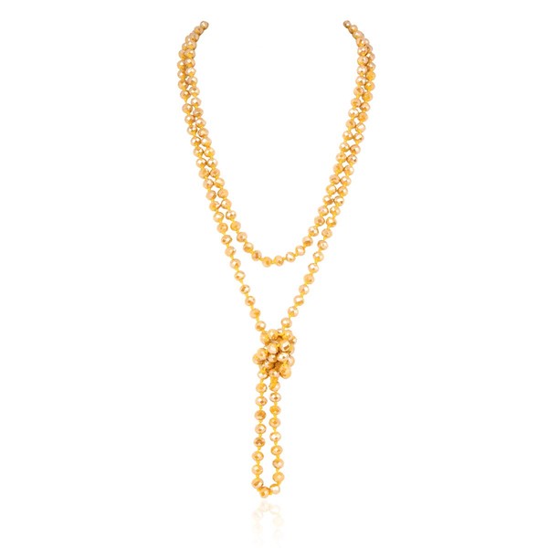 RIAH FASHION Hand Knotted Beads Endless Long Statement Necklace -