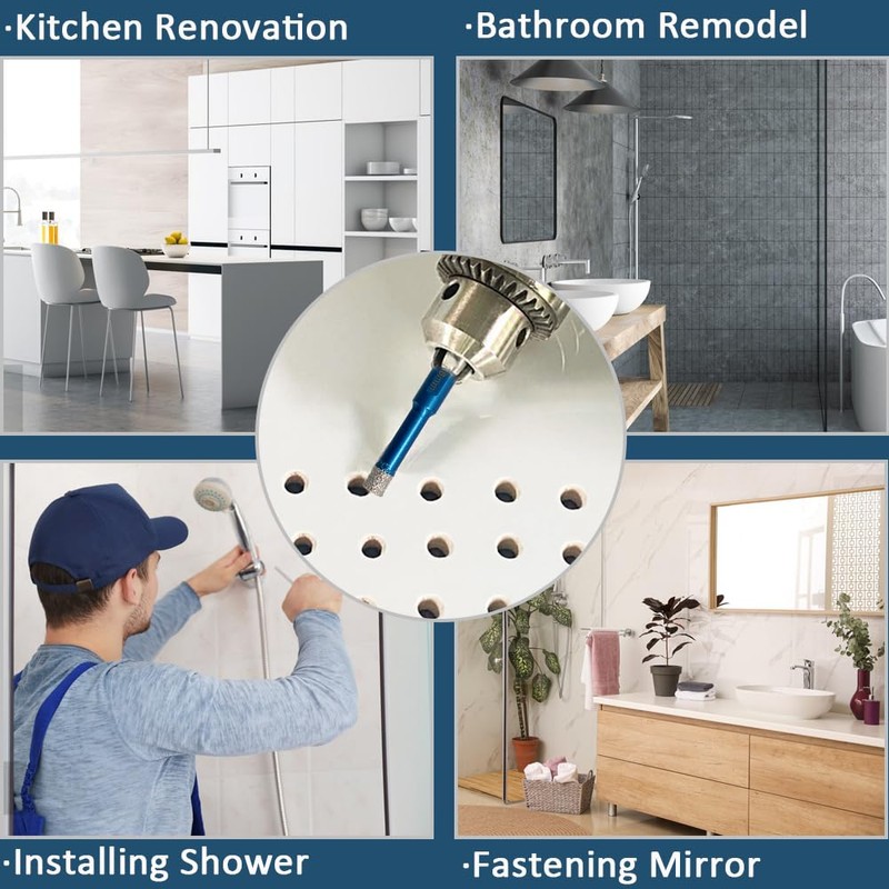 Tile Hole Saw Kit Diamond,BeQell 10pcs Diamond Core Drill Bits