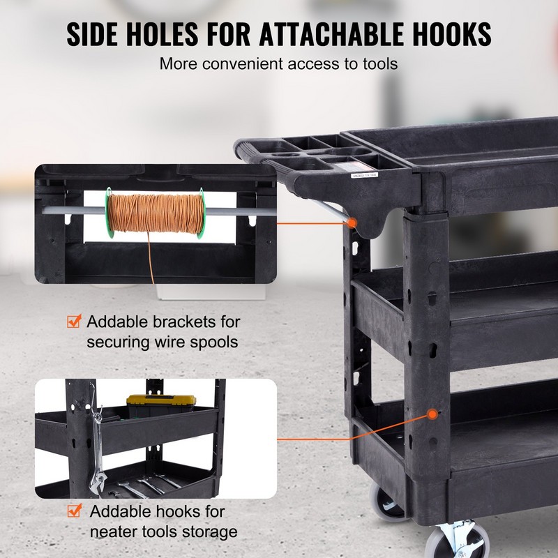 Utility Service Cart, Ergonomic Storage Handle for Warehouse/Gara - One-way