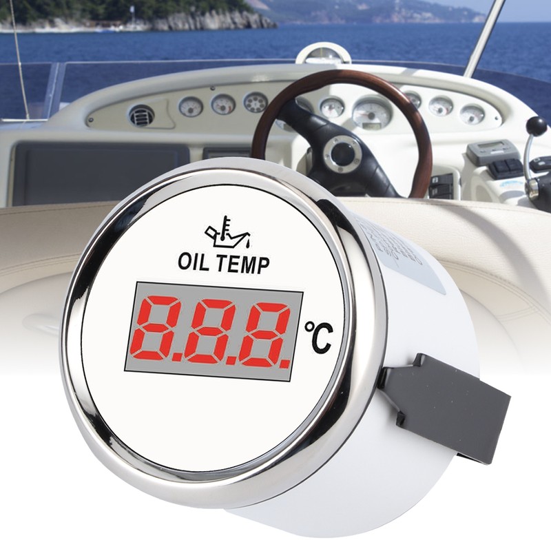 Universal Digital Oil Temperature Gauge 52mm 50‑150℃ W/Red Backlight 12V/24V