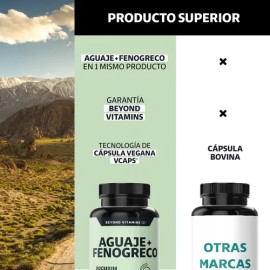 Aguaje  Fenogreco 1000mg en Un Mismo Producto Beyond Vitamins  Premium  Cápsulas Aguaje  Aguaje Gomitas bbl - Vitaminas Mujer  Hombre - 60 cápsulas...