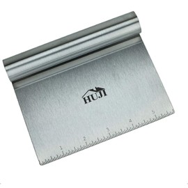 HUJI Stainless Steel Mirror Polished Dough Cutter Scraper Chopper Kitchen Tool (1 Pack, Dough Cutter 5.75" X 4.75")