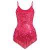 Sequin Fringe Bodysuit for Women Sparkly Leotard Tassel Latin Jazz