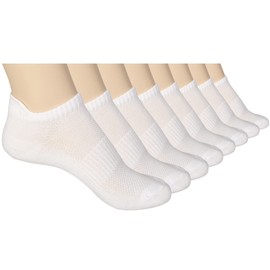 ELYFER White Unisex Thin Rayon Ankle Socks 8 Pairs, (Size 11-13) Ultra Soft Breathable Comfort Blend Low Cut Athletic Running Socks for Women and Men - Large