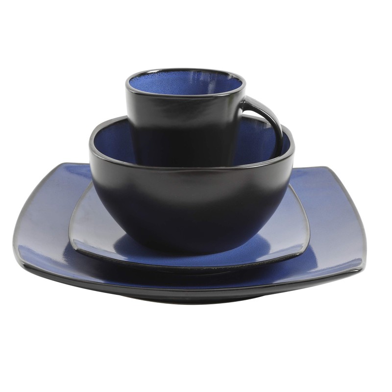 Gibson Elite Soho Lounge Square Reactive Glaze Stoneware Dinnerware Set,