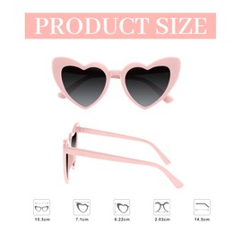 Bouiexye 1 Glasses White 9 Glasses Pink Heart Shaped Sunglasses Bachelorette Vintage Heart Glasses for Women Wedding Bridal Shower Decorations