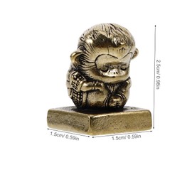 WOONEKY Crafted Brass Wukong Seal Stamp DIY Hand Account Seal Vintage Animal Statue Office Decor