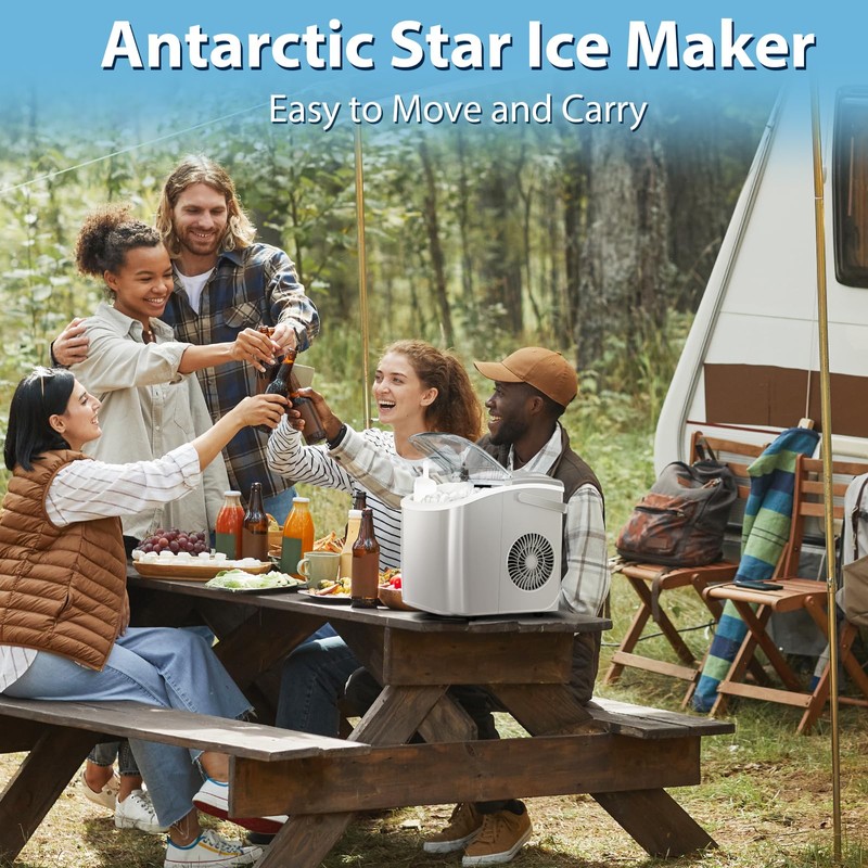 Antarctic Star Countertop Ice Maker，Portable Ice Makers with Self-Cleaning, Bullet