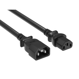 CableLeader 15ft IEC-320 C13 to C14 Heavy-Duty Power Extension Cord 14 AWG 15A/250V SJT, Black