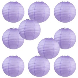 WYZworks Round Paper Lanterns 10 Pack (Lavender, 14") - with 8", 10", 12", 14", 16" Option