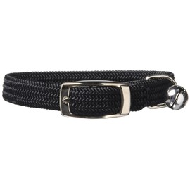 OmniPet Kool Kat Elastic Cat Safety Collar with Bell, Black, 8"
