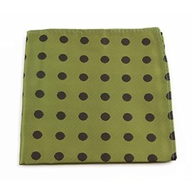 Mens Olive Green & Brown Polka Dot Silk Pocket Square Olive Green and Brown