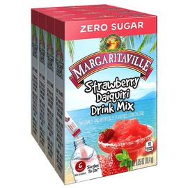 Margaritaville Singles To Go Water Drink Mix - Strawberry Daiquiri Flavored, Non-Alcoholic Powder Sticks (4 Boxes with 6 Packets Each - 24 Total Servings), 0.65 Ounce (Pack of 4)