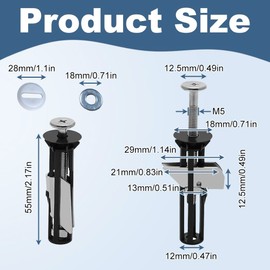 2 Sets Toilet Seat Bolts and Screws Universal Toilet Seat Replacement Parts Kit Heavy Duty Toilet Seat Fastener Bolt Kit Top Hinge Fixings for Toilet Seats Installation Mantiance