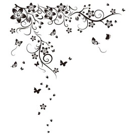 WALPLUS Butterfly Vine Wall Stickers for Kids Rooms - Nursery Decor, Removable & Repositionable Art Decals