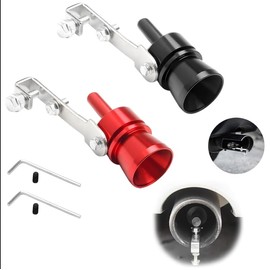 Pack of 2 Turbo Sound Whistles, Car Exhaust Sound Booster, Aluminium Alloy Car Turbo Sound, Exhaust Tailpipe, Blow Off Valve, Car Sound Generator, Exhaust Whistle Pipe for All Vehicles, Red and Black