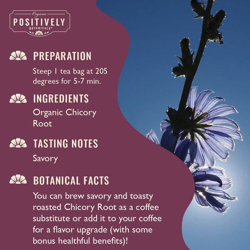 Organic Positively Botanicals Company, Chicory Root Herbal Tea Bags, 20