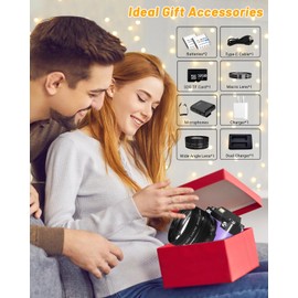 2024 Upgrade VJIANGER Digital Camera for Photography Vlogging Camera for YouTube with WiFi, 180° Flip Screen, 16X Digital Zoom, 52mm Lens, 2 Batteries, 32GB Micro SD Card(Purple)