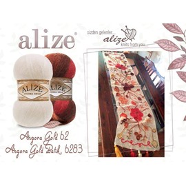 Alize Angora Gold Yarn 20% Wool 80% Acrylic Soft Yarn Crochet Lot of 2skn 200gr 1204yds Lace Hand Knitting Turkish Yarn (62 Light Cream)