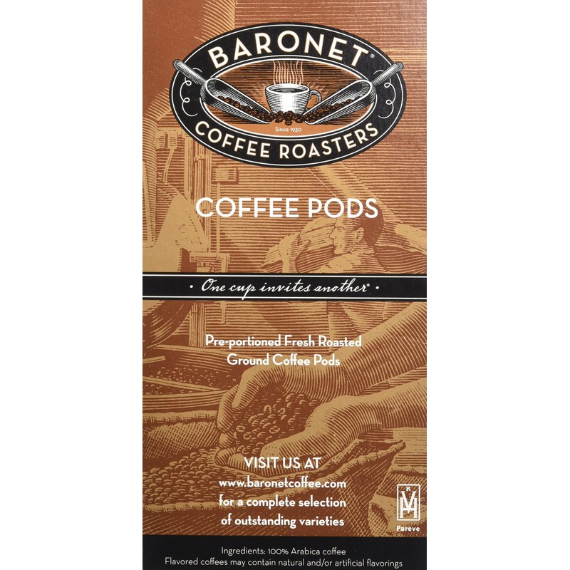 Baronet Coffee Pods [50/50 Decaf Colombian-54 Pods] Single Cup Use,