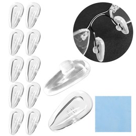 HiCycle2 Eyeglasses Nose Pads, Upgraded Soft Silicone Eyeglass Nose Pads, 6 Pairs of Push-in Glasses Nose Pad Set with Screwsdriver (Push-in,14 * 7mm)