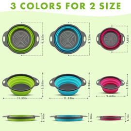 Silicone Collapsible Colander - Small Collapsible Colander for Camping - Versatile Collapsible Colander/Strainer - Space-Saving Squish Collapsible Colander