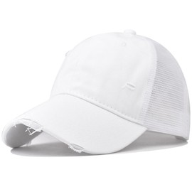 RENOGLOE Broken Design Vintage Unisex Adjustable Athletic Trucker Hat Mesh Back Hat Baseball Hats for Womens/Mens Dad Hat Snap Cap (US, Alpha, One Size, White)…