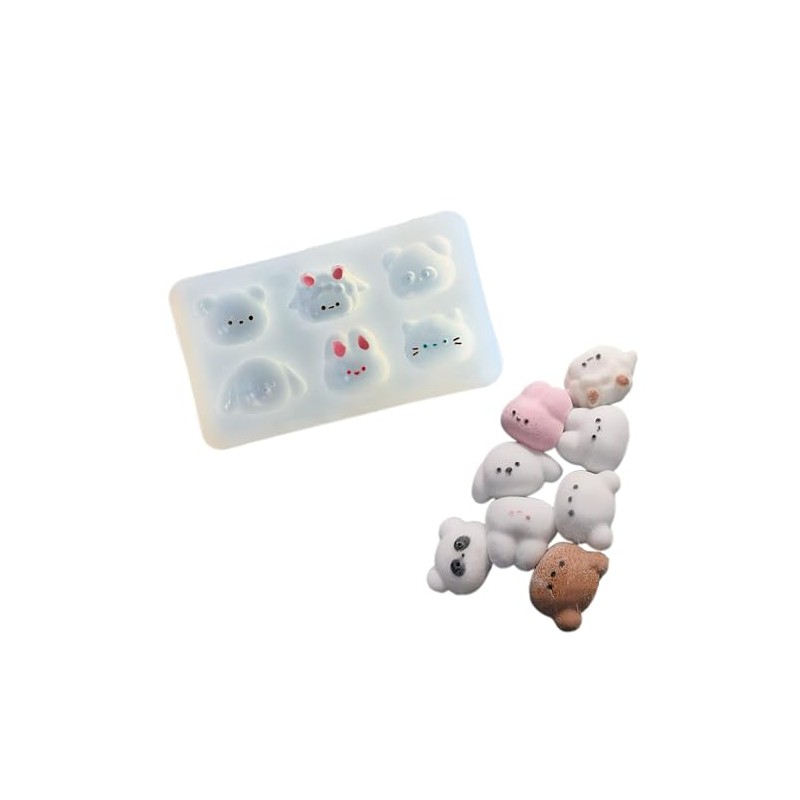 2 PCS Animal Silicone Squishy Molds for DIY taba, Kawaii