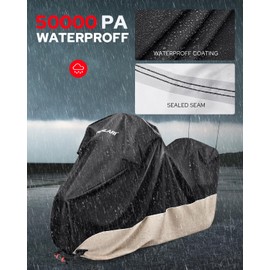 Benlari Waterproof Motorcycle Cover with Side Top Box Compatible with Touring Models Harley Davidson Road King Street Glide Road Glide Electra Glide Outdoor All Weather Protection, XL,116" x 47" x 53"