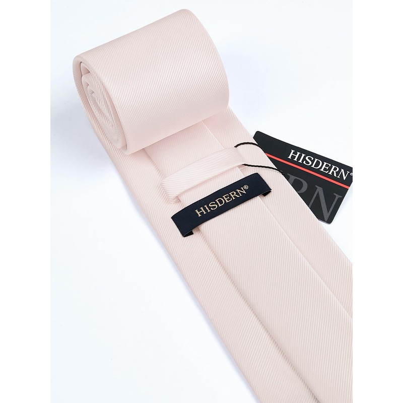 HISDERN Men's Wedding Ties and Pocket Square Solid Tie Cufflinks