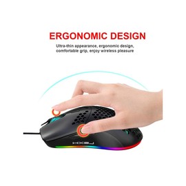 RGB Gaming Mouse with Honeycomb Shell, Ultraweave Cable, 6400 DPI Optical Programmable Wired Mouse